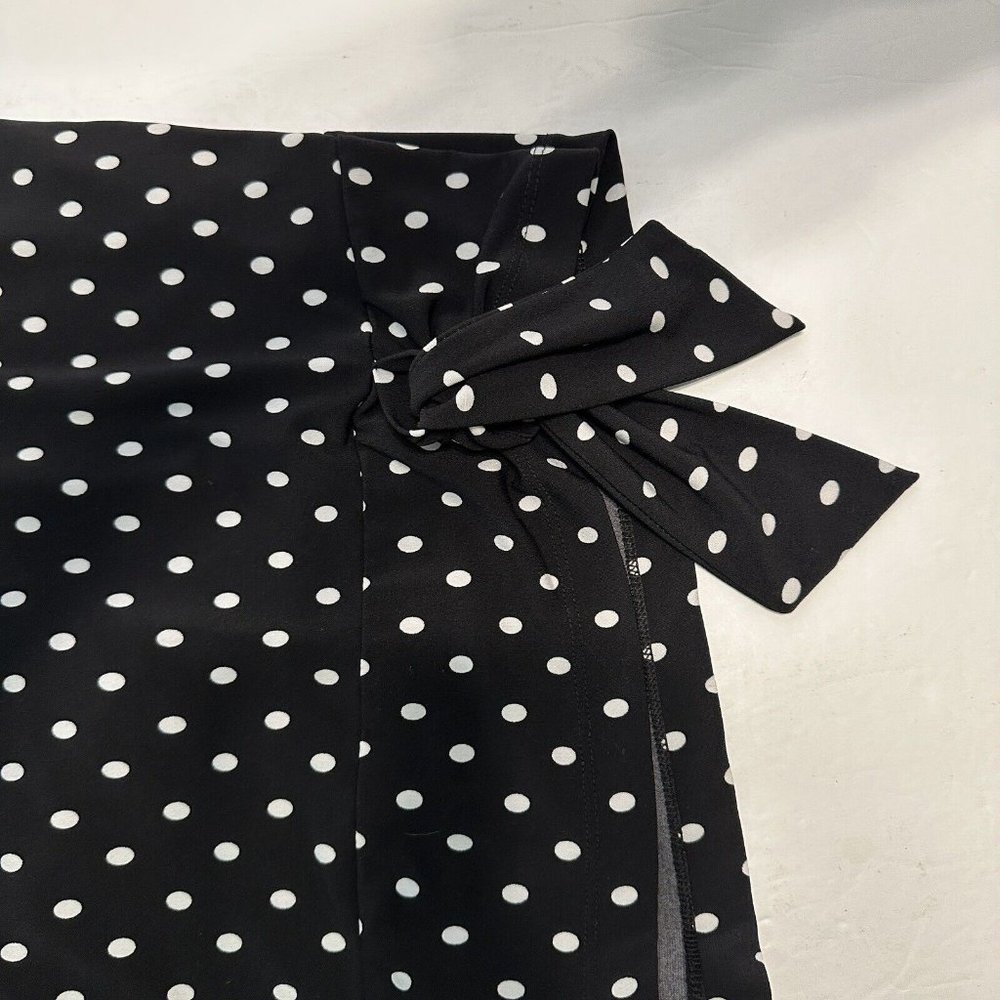 Chico’s 2  Dot-Mix Side-Tie Top Size Large Polka Dot Blouse Top Stretch - Picture 8 of 9